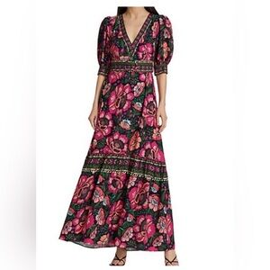 FARM Rio Floral Maxi Dress - Pink and Green